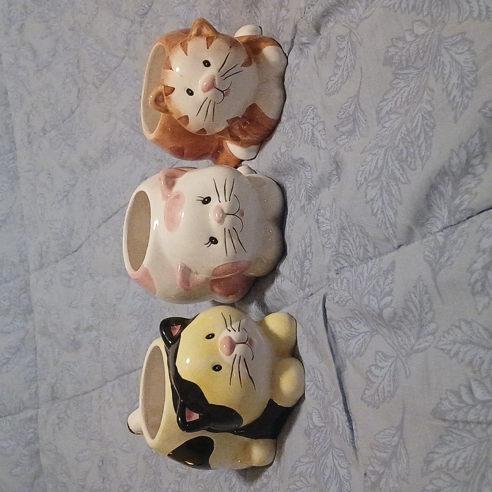 MSR Imports Inc. Vintage Set of Three Adorable Ceramic Cat Planters